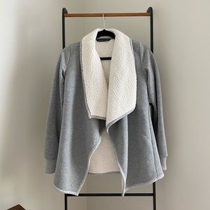 Sherpa cardigan with fleece lined sleeves